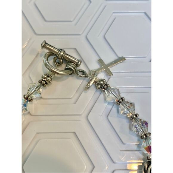 Multi Color Crystal Bracelet with Cross Charm #christian #cross #faith #handmade - Picture 2 of 6